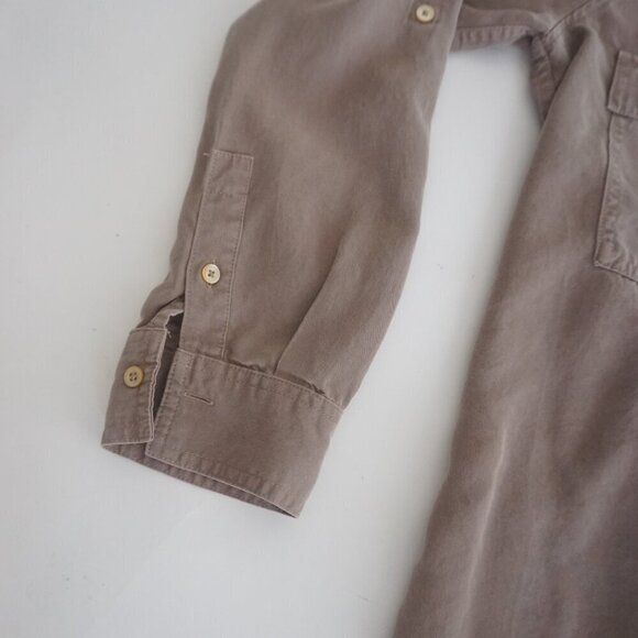 Aritzia Babaton Taupe Utility Pocket Button Down Dress Shirt 2XS - Picture 7 of 11